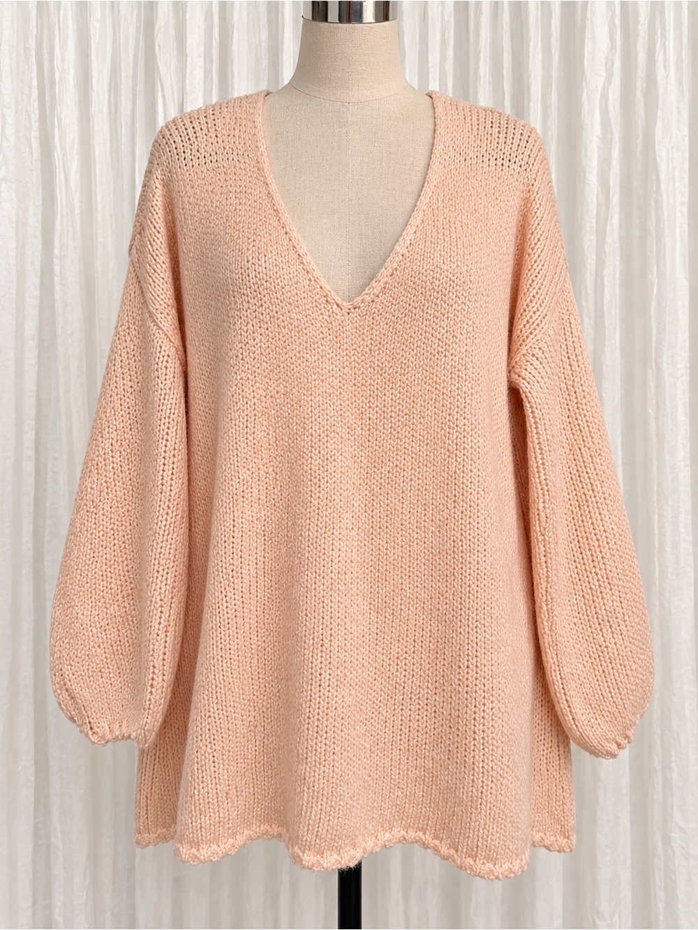 V-Neck Pink Knit Sweater